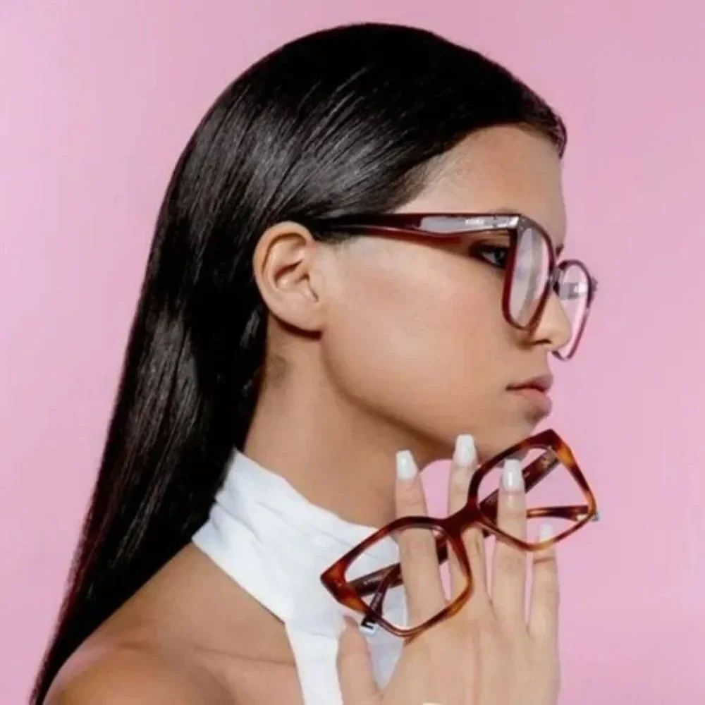 NEW Fendi FE50002I WAY 053 Shiny Havana Women Square Oversized Eyeglasses